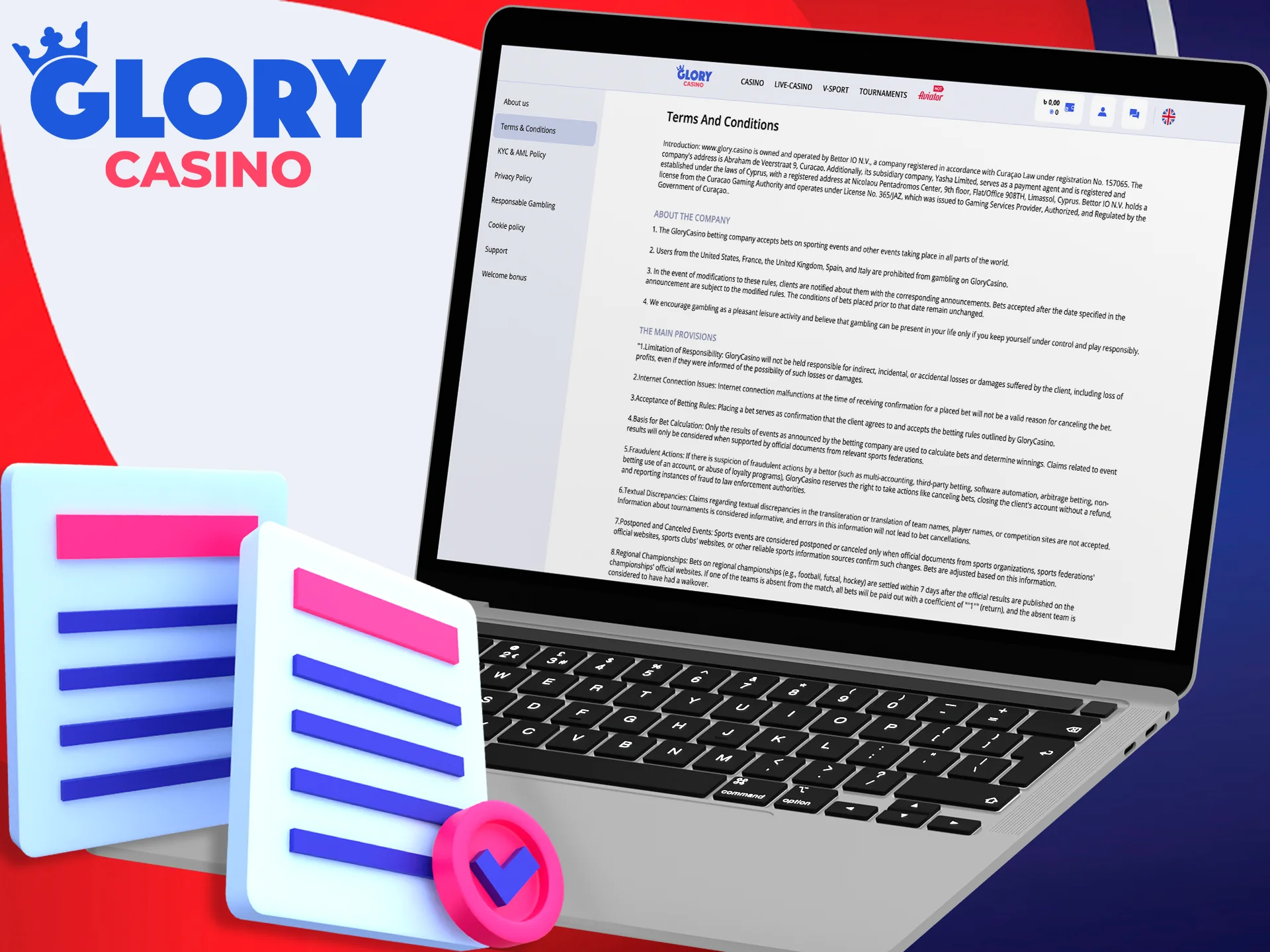 Read the geleral rules of Glory Casino গৌরব ক্যাসিনো.
